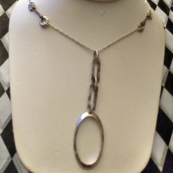 Bella Uno Jewelry - BELLA UNO Modern Geometric Silver Metal/Tortoise Pendant Necklace**NEW!